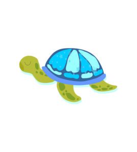Blue Color Shell Sea Turtle Swimming Vector Art