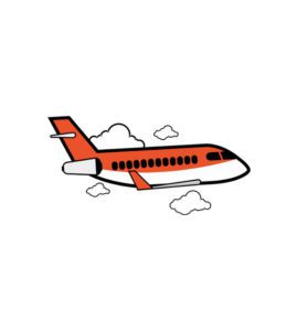 Orange and White Flying Passenger Plane Vector Art