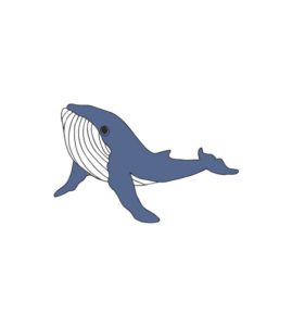 Adorable Roaming Blue Whale Vector Art