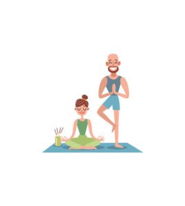 Zippy Couple Cheerfully Doing Yoga Vector Art