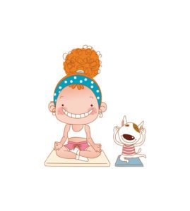 Cute and Adorable Little Girl with Dog Yoga Vector Art