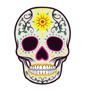 YELLOW FLOWERED LA CALAVERA FACE MASK VECTOR ART