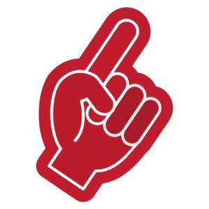 Cheerful Red Colored Sports Fan Finger Vector Art