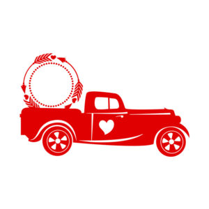 Cupid Arrow Pickup Truck Valentines Day Vector Art