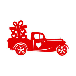 Buckets Of Gift Pickup Truck Valentine Day Vector Art