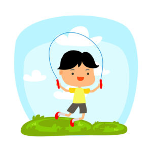 Playing Kid Jumping Rope Vector Art