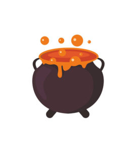 Clairvoyant Orange Bubble Witch Cauldron Vector Art