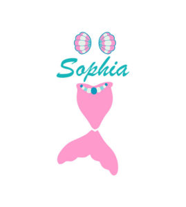 SOPHIA BUBBLE GUM PINK SHELL BRA MERMAID TAIL VECTOR ART