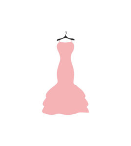 ELEGANT PINK STRAPPED FLOUNCE WEDDING DRESS VECTOR