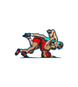 APPLYING ARM BAR TO RED SINGLET GUY VECTOR ART
