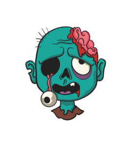 Brain and Popped Eyed Halloween Zombie Vector Art