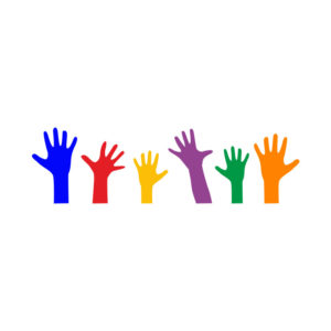 Multicolored Raising Hands Vector Art