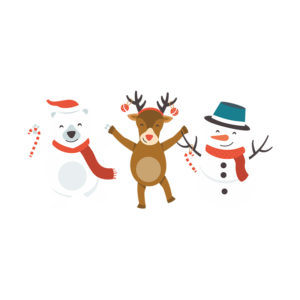 Polar Beer Reindeer and Snowman Christmas Vector Art