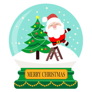 Jubilant Santa Claus Snow Globe Vector Art