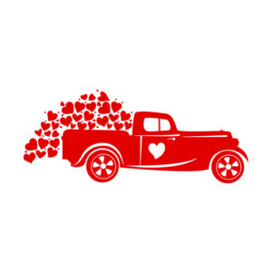 Hearts Loaded PickUp Truck Valentine Day Vector Art