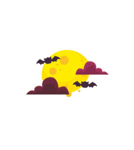 Haunted Halloween Moon Bats Vector Art