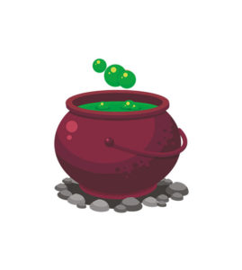 Spooky Bubbles Witch Cauldron Halloween Vector Art
