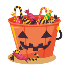 HALLOWEEN JACK O LANTERN BUCKET CANDIES VECTOR ART