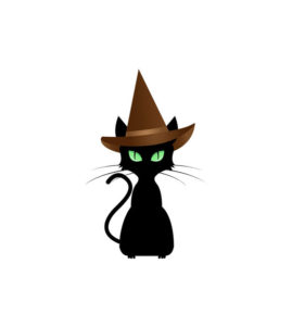 Folk Halloween Cat Sith Wearing Pointed Hat Vector Art