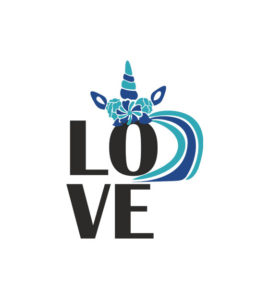 Artistic Love Captioned Unicorn Vector Art