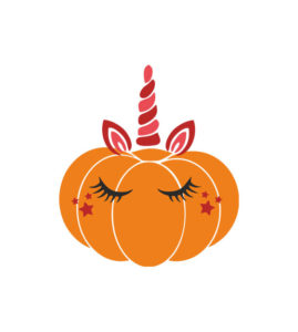 PUMPKIN FACE UNICORN VECTOR ART