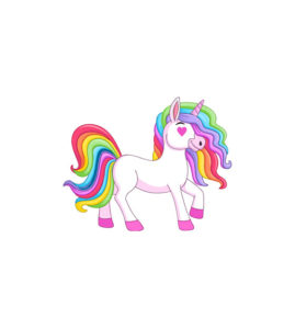 Rainbow Mane and Love Eyed Unicorn Vector Art