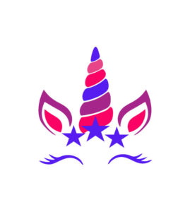 Pink and Orange Floral Unicorn Head Vector Art