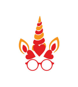 Enchanting Red Heart and Glasses Unicorn Vector Art