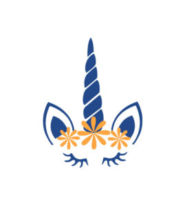 Floral Navy Blue Eyebrows Unicorn Vector Art