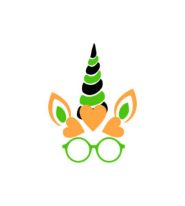 Exotic Heart and Green Glasses Unicorn Head Vector Art