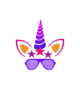 PINK AND PURPLE COLOR GRADIENT UNICORN HEAD VECTOR ART