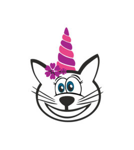 Cartoonish Zany Cat with Unicorn Vector Art