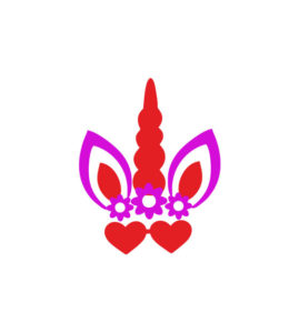 Love Induced Red and Purple Unicorn Vector Art