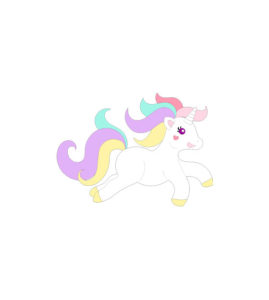 BRIGHT COLORED JUMPING PONY UNICORN VECTOR ART