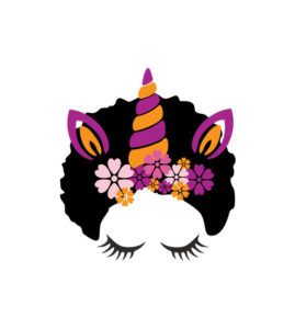 Pink and Orange Floral Unicorn Head Vector Art