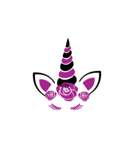 BLACK AND PURPLE EYEBROWS UNICORN VECTOR ART