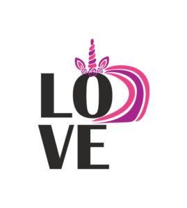 Pink and Purple Love Unicorn Calligraphy Vector Art