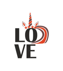 Stars Induced Love Unicorn Calligraphy Vector Art