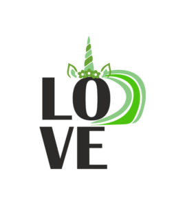 Sensational Green Love Unicorn Calligraphy Vector Art