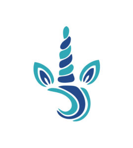 Divine Blue Unicorn Horn and Unicorn Head Vector Art