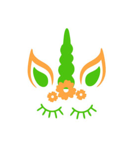 ORANGE AND GREEN EYEBROWS UNICORN VECTOR ART