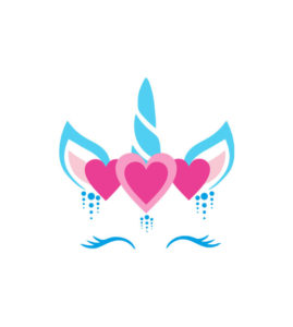 Pastel Colored Heart and Unicorn Vector Art