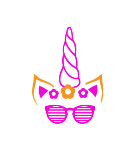 Pink Sunglasses and Floral Unicorn Head Vector Art