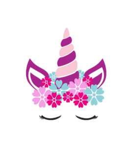 PINK FLORAL EYEBROWS, EARS AND UNICORN VECTOR ART