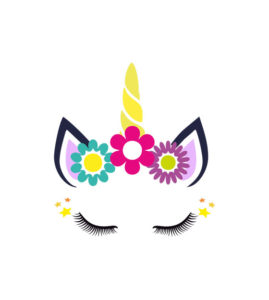 Multicolored Flowers Unicorn Head Vector Art