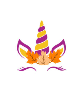 Autumn Leaves & Purple Eyebrows Unicorn Vector Art