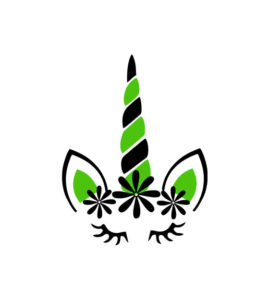 Green & Black Flowers Eyebrows Unicorn Vector Art
