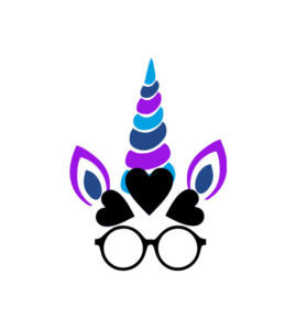Hearts, Eyeglasses & Multicolored Unicorn Vector Art
