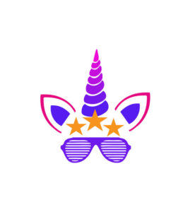 Golden Stars & Purple Sunglasses Unicorn Vector Art