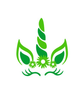 Glistening Green Flowers & Eyebrows Unicorn Vector Art